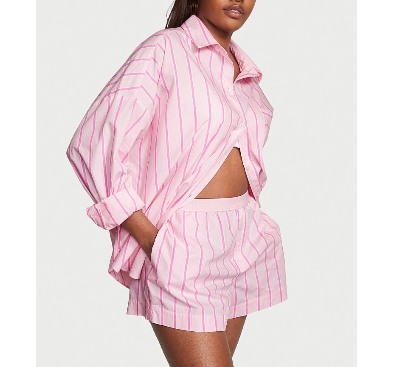 Піжама Cotton Oversized Long-Sleeve Pajama Set Pretty Blossom Classic Stripe