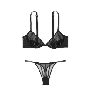 Комплект білизни Sheer Shine Unlined Low-Cut Demi Bra Set Black