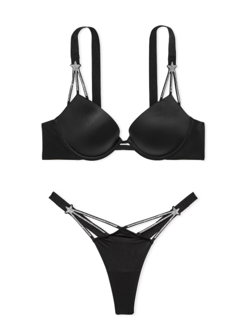 Комплект белья Starstruck Shine Strap Push-Up Bra Set Black