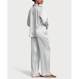 Пижама Glazed Satin Dew Drop Long Pajama Set Grey