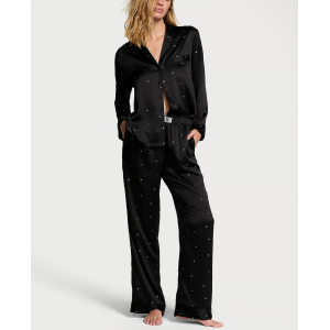 Піжама Glazed Satin Dew Drop Long Pajama Set Black