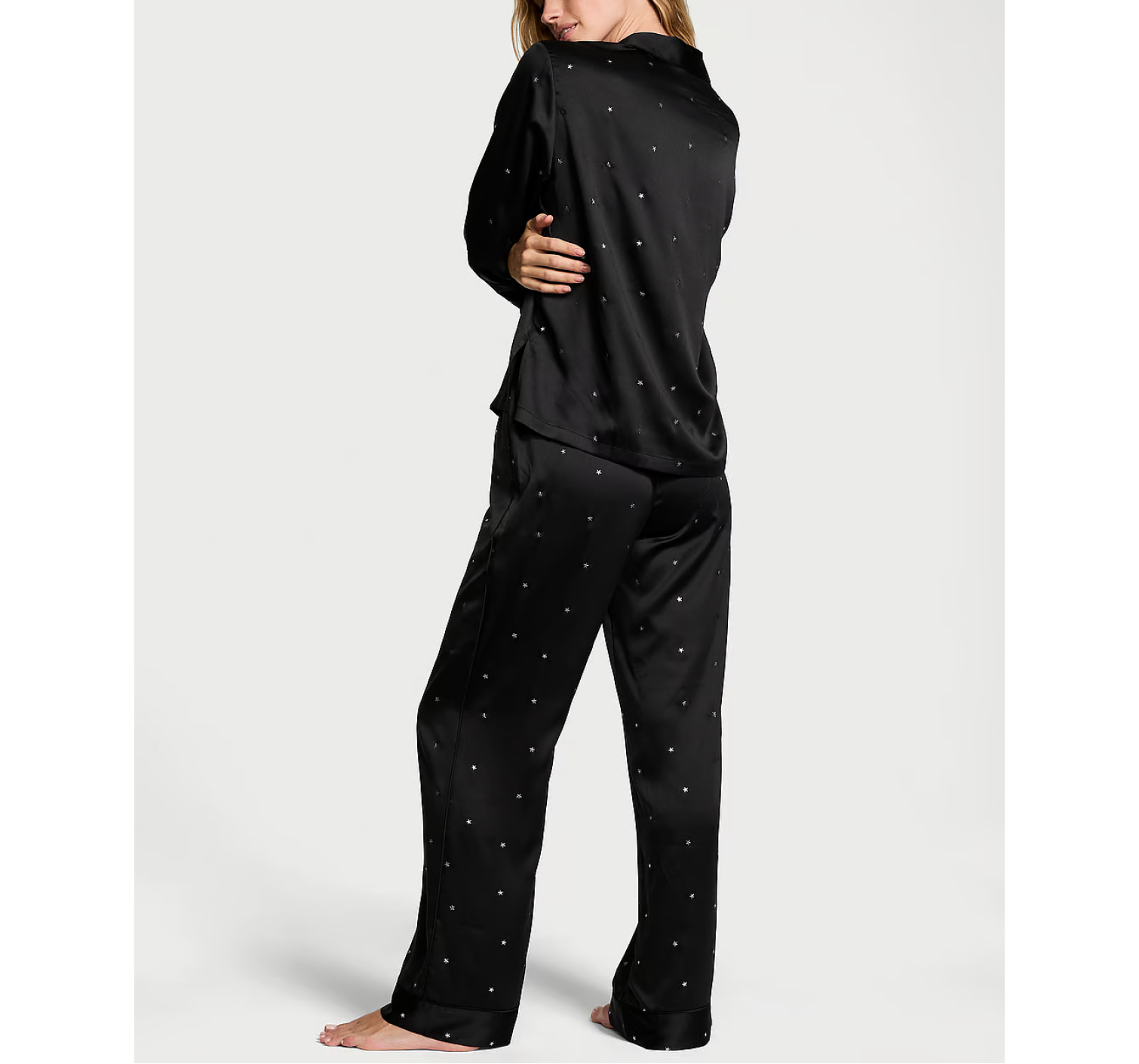Піжама Glazed Satin Dew Drop Long Pajama Set Black