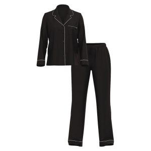 Пижама чорная Modal Long Pj Set Black Angel Pink Piping
