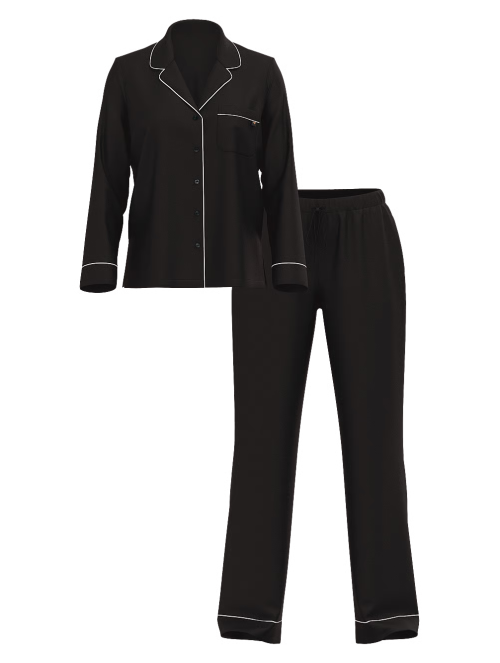 Піжама чорна Modal Long Pj Set Black Angel Pink Piping