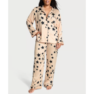 Піжама Glazed Satin Long Pajama Set Stars