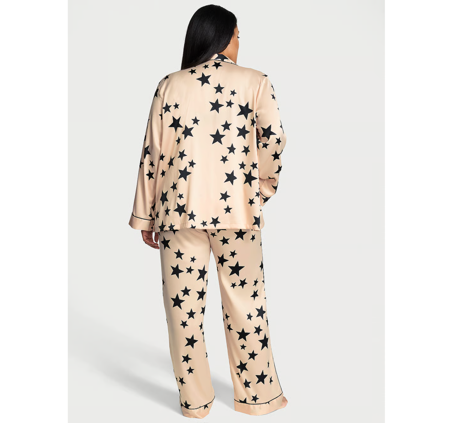 Піжама Glazed Satin Long Pajama Set Stars