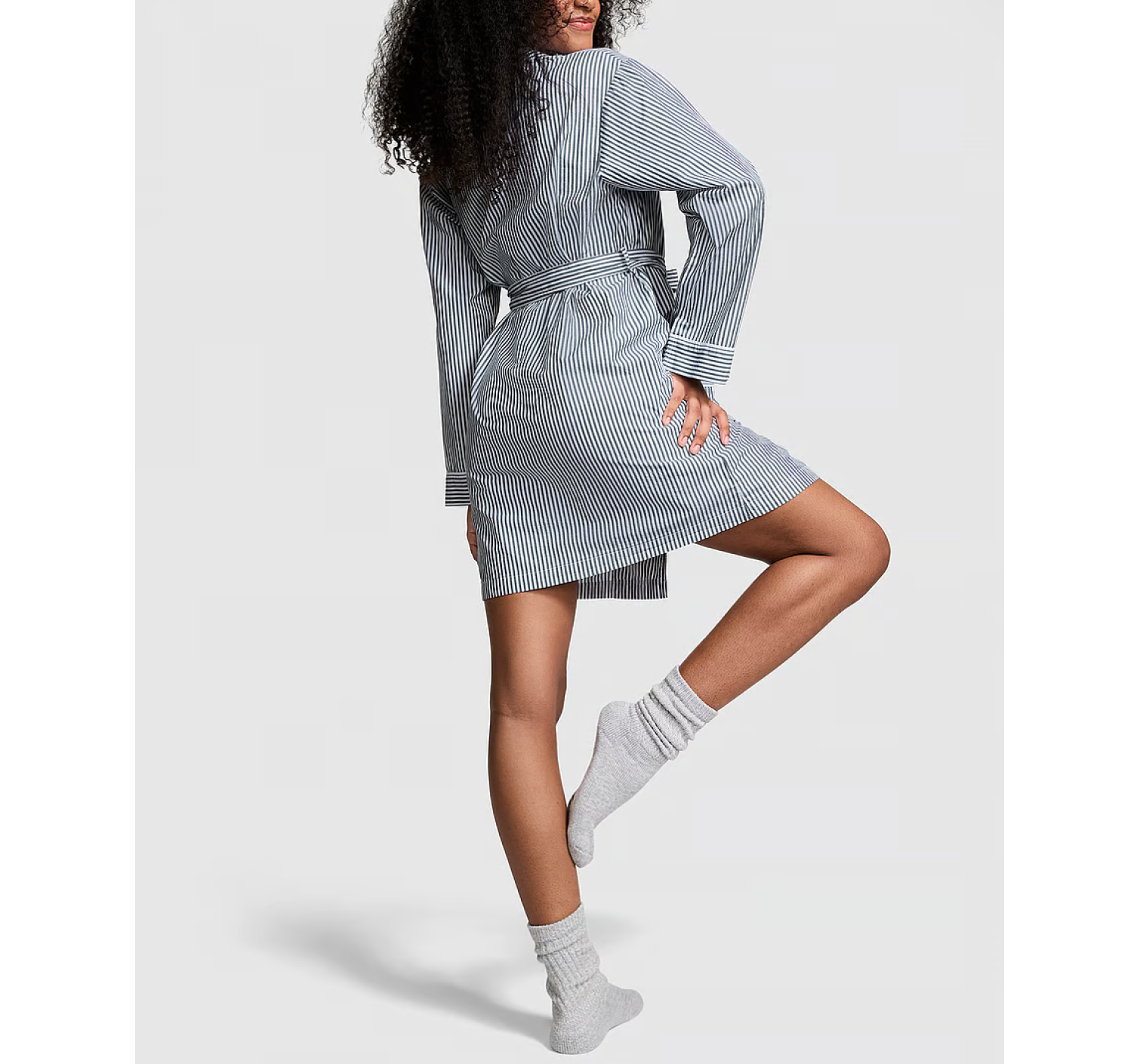 Халат Cotton Poplin Short Robe Stripe