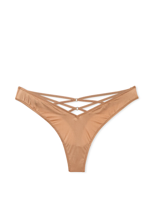 Трусики  Strappy-Back High-Leg Thong Panty Toffee