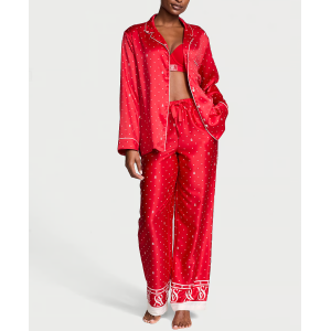 Піжама Glazed Satin Long Pajama Set Red Dot