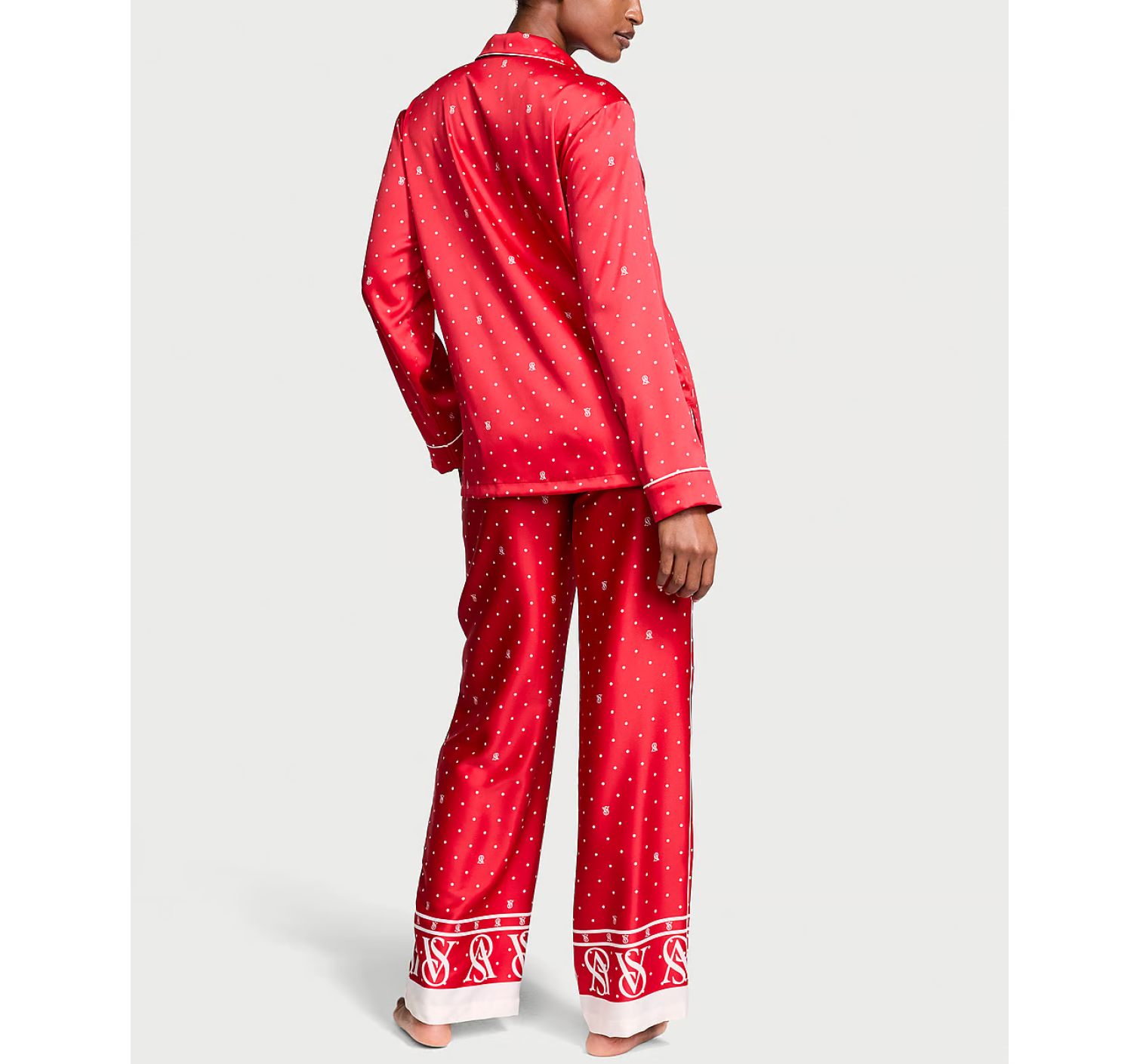Піжама Glazed Satin Long Pajama Set Red Dot