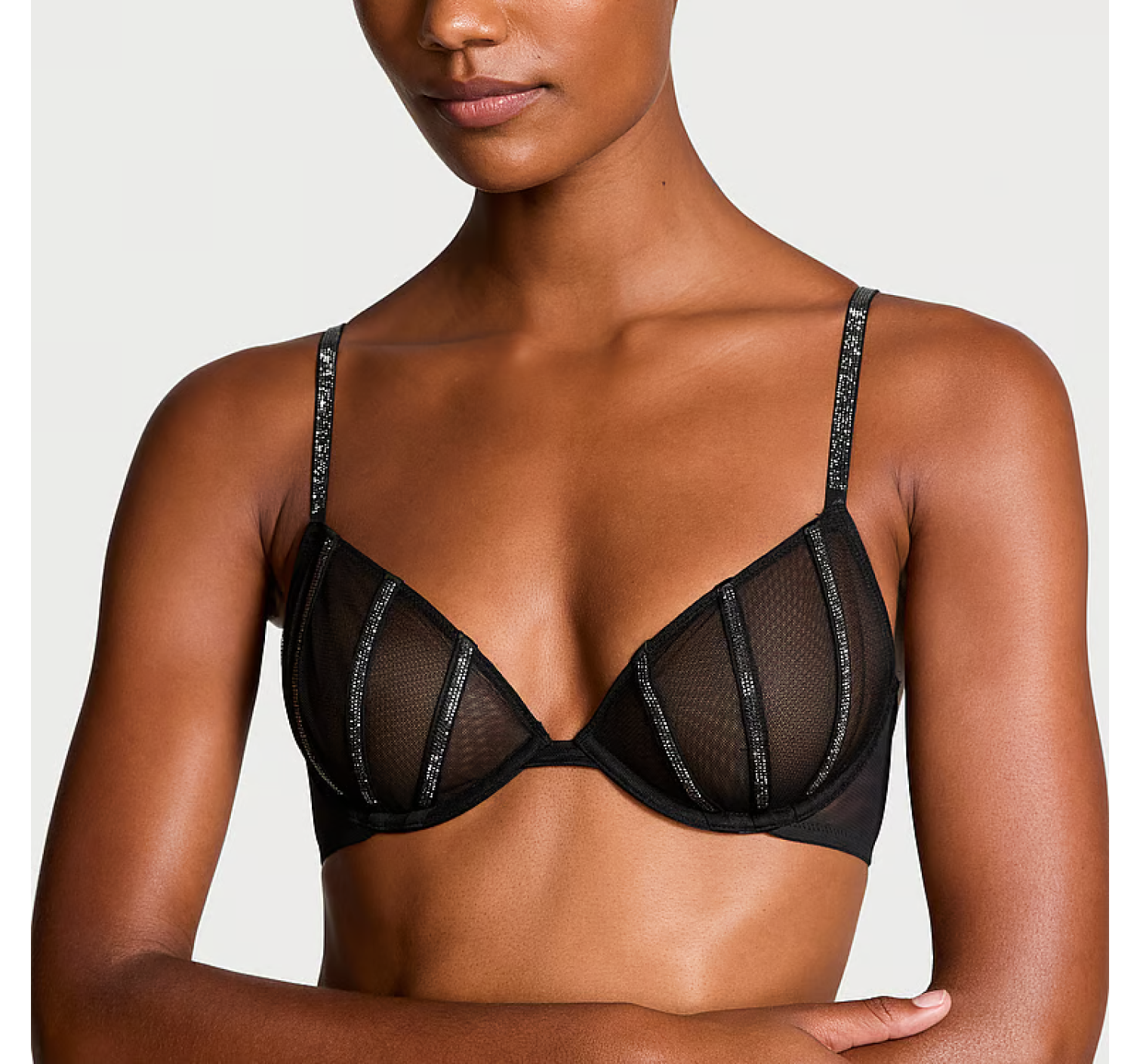 Бюстгальтер Sheer Shine Unlined Low-Cut Demi Bra Black