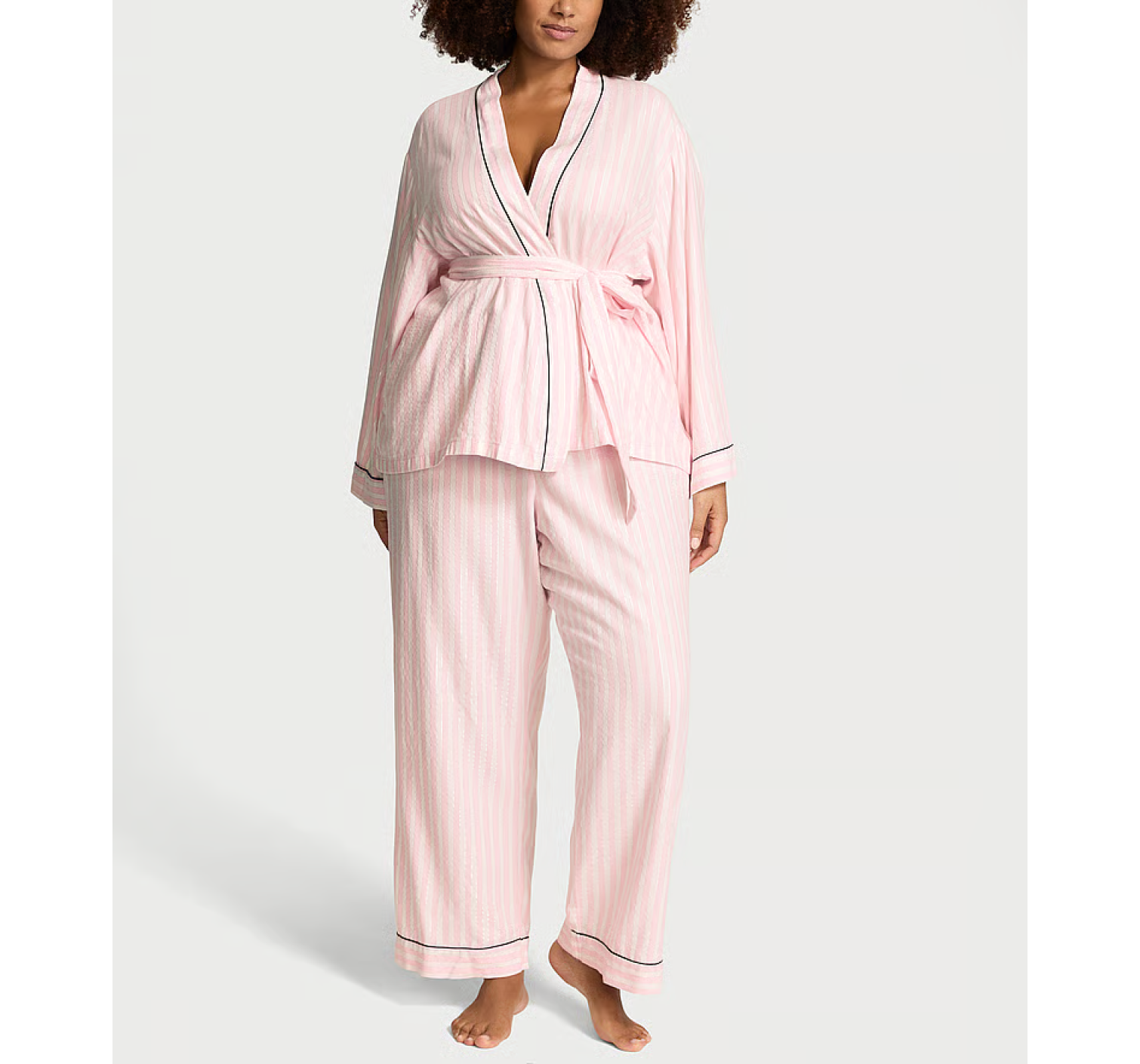 Піжама Flannel Wrap Long Pajama Set Stripe