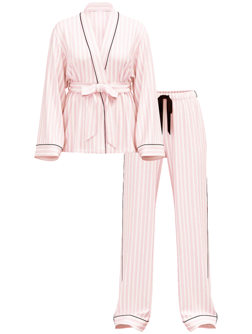 Пижама  Flannel Wrap Long Pajama Set Stripe