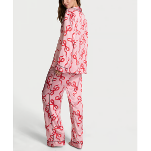 Сатинова піжама Glazed Satin Long Pajama Set Chalk Rose Bows