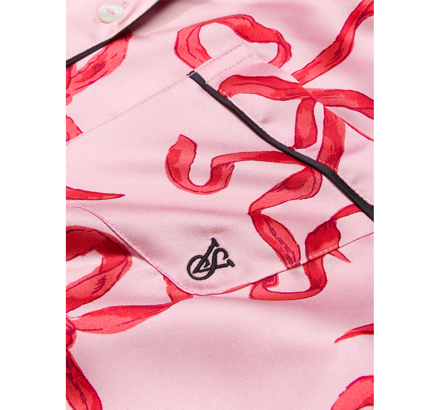 Сатинова піжама Glazed Satin Long Pajama Set Chalk Rose Bows