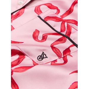 Сатинова піжама Glazed Satin Long Pajama Set Chalk Rose Bows