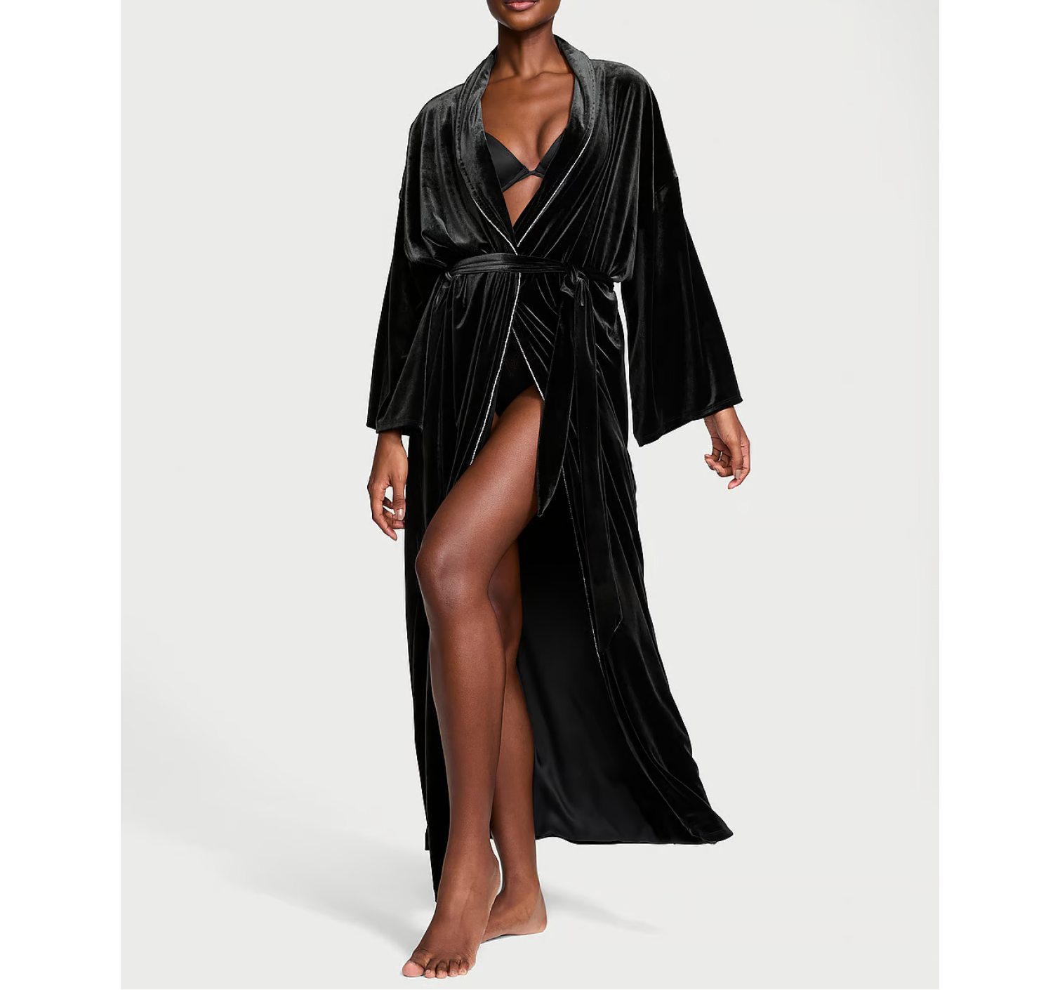 Халат Very Sexy Starstruck Velvet Embellished Long Robe Black