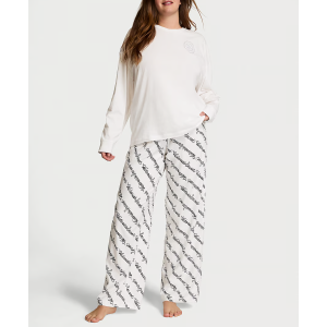 Піжама Flannel Long-Sleeve Tee-Jama Set White Print
