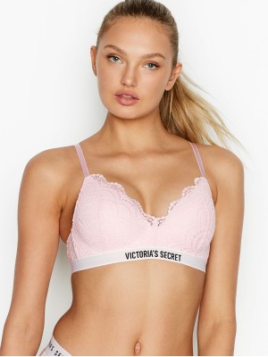 БЮСТГАЛЬТЕР LOGO BRA LIGHTLY LINED WIRELESS LACE - VICTORIA'S SECRET - 36B(р)