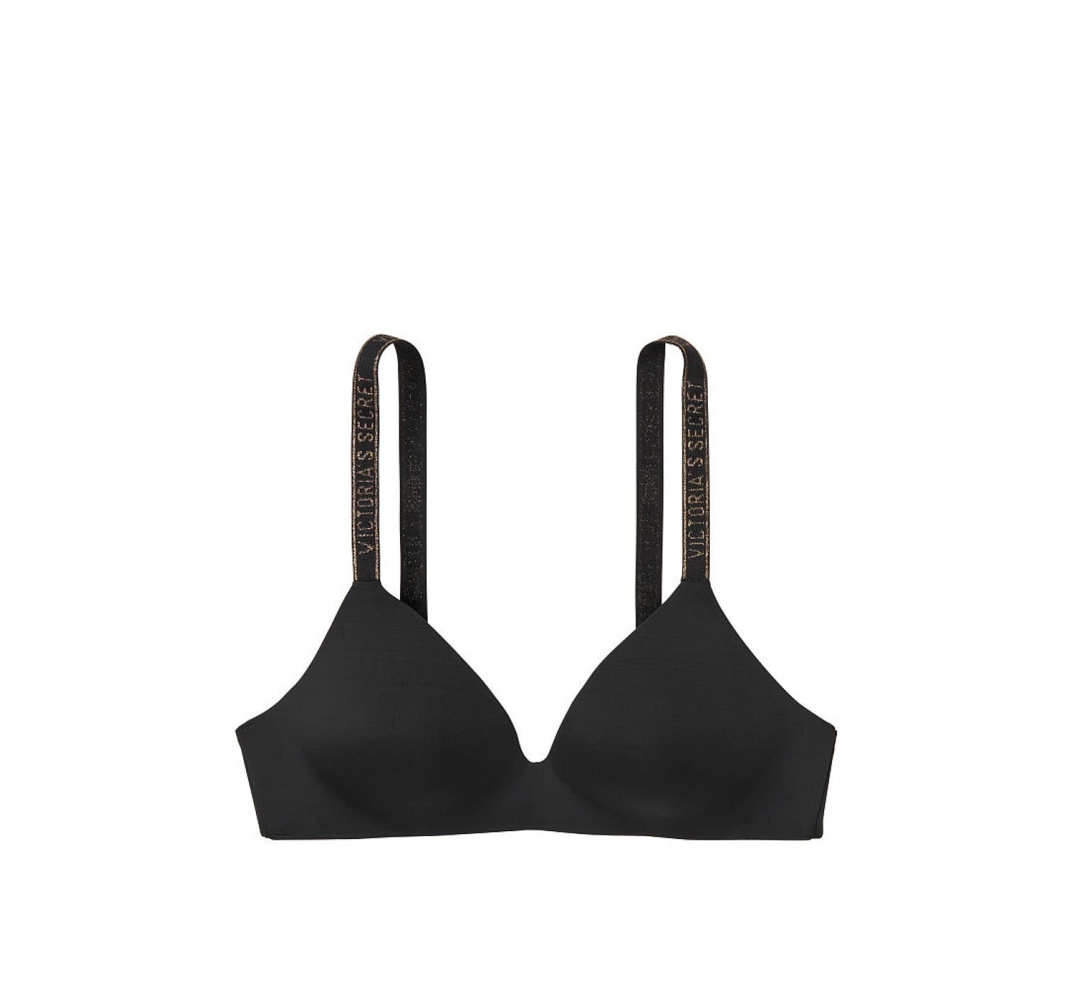 Бюстгальтер Victoria's Secret Logo Bra LIGHTLY LINED WIRELESS - BLACK LUREX STRAPS