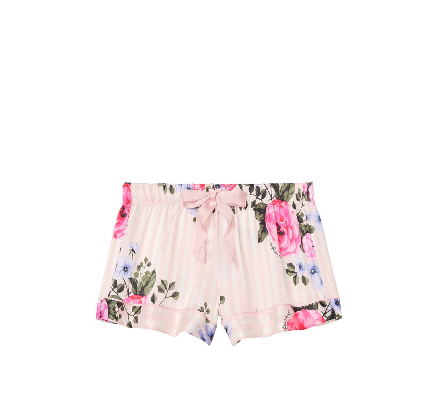 САТИНОВАЯ ПИЖАМКА - ШОРТЫ PINK FLORAL - SATIN SHORTS - XS(р)