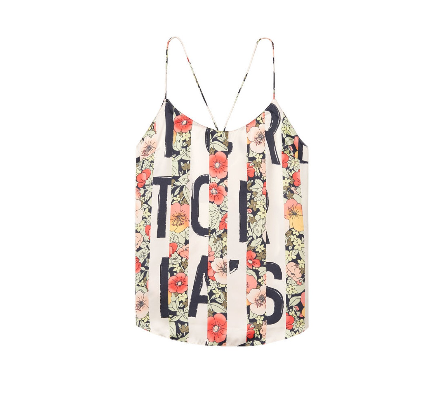 Сатиновая майка Victoria’s Secret Satin Cami FLORAL LOGO