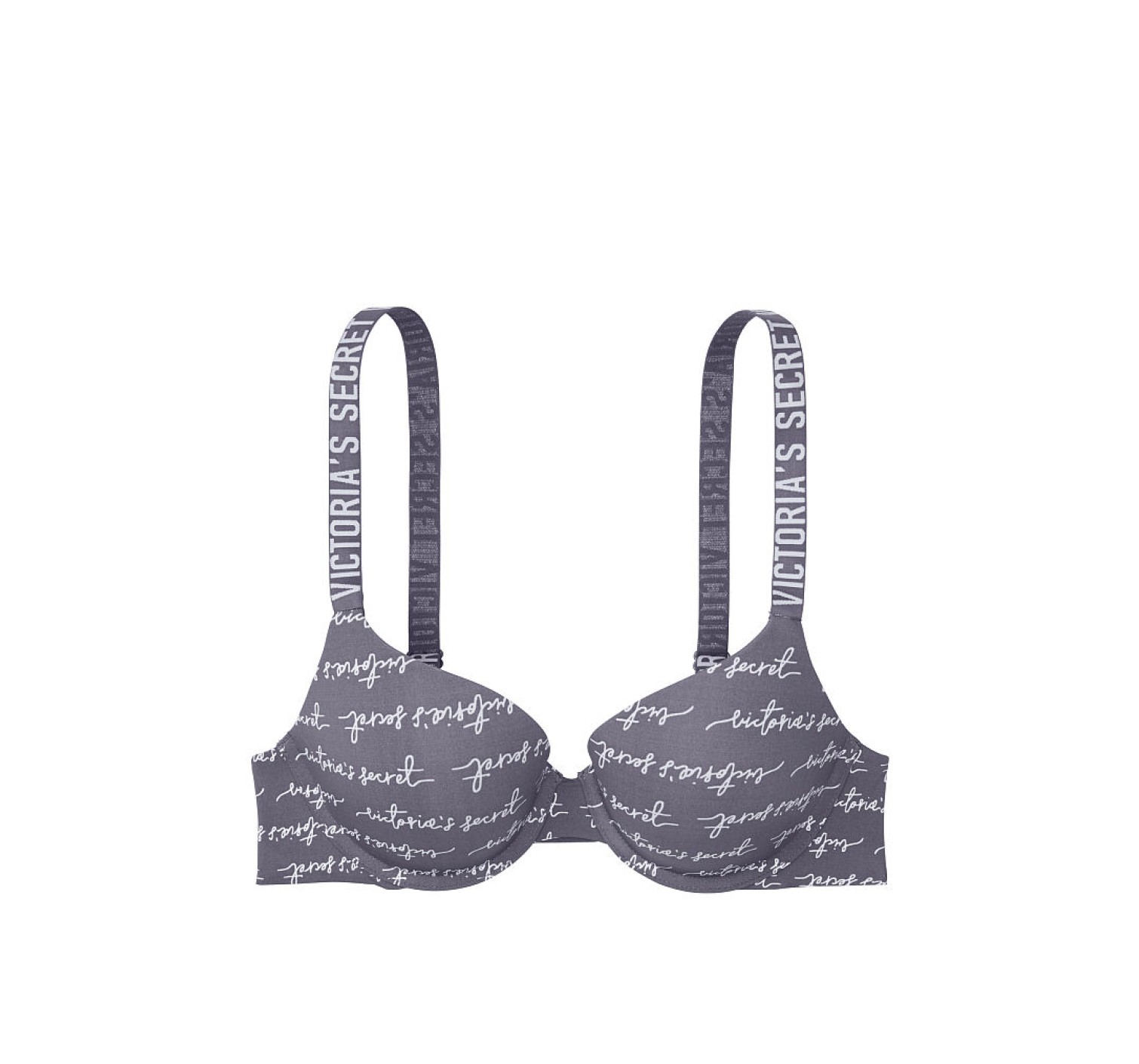 Бюстгальтер Victoria’s Secret Logo Bra T-shirt Push-up DARK GREY