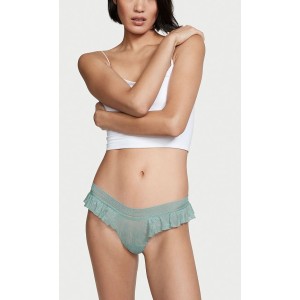 Трусики Victoria's Secret Lace Flutter Thong Panty Sage Dust