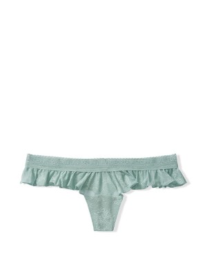 Трусики Victoria’s Secret Lace Flutter Thong Panty Sage Dust