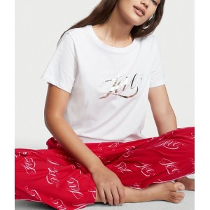Піжама Victorias Secret Cotton Flannel Long Lounge PJ Set Love