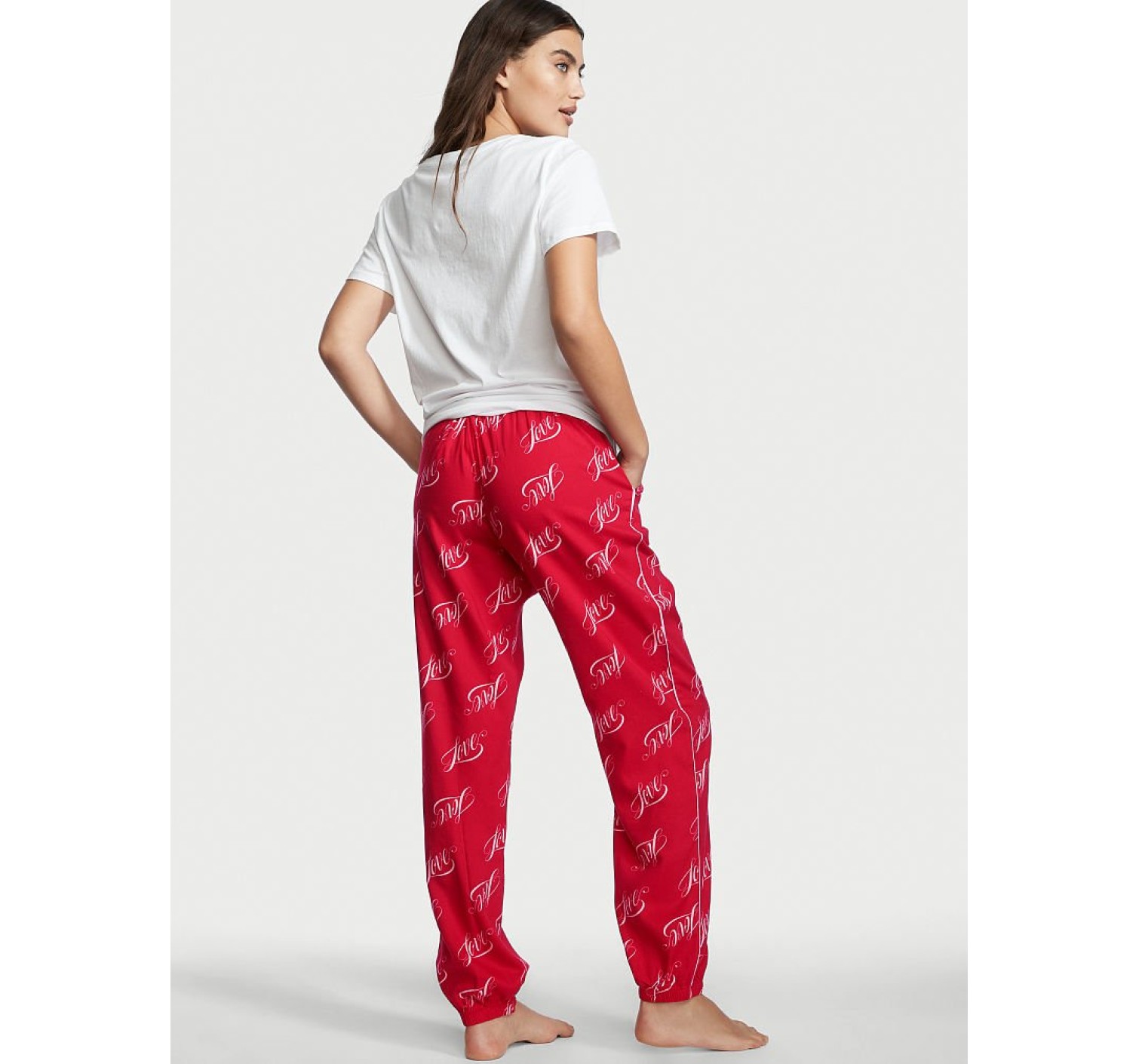 Піжама Victorias Secret Cotton Flannel Long Lounge PJ Set Love