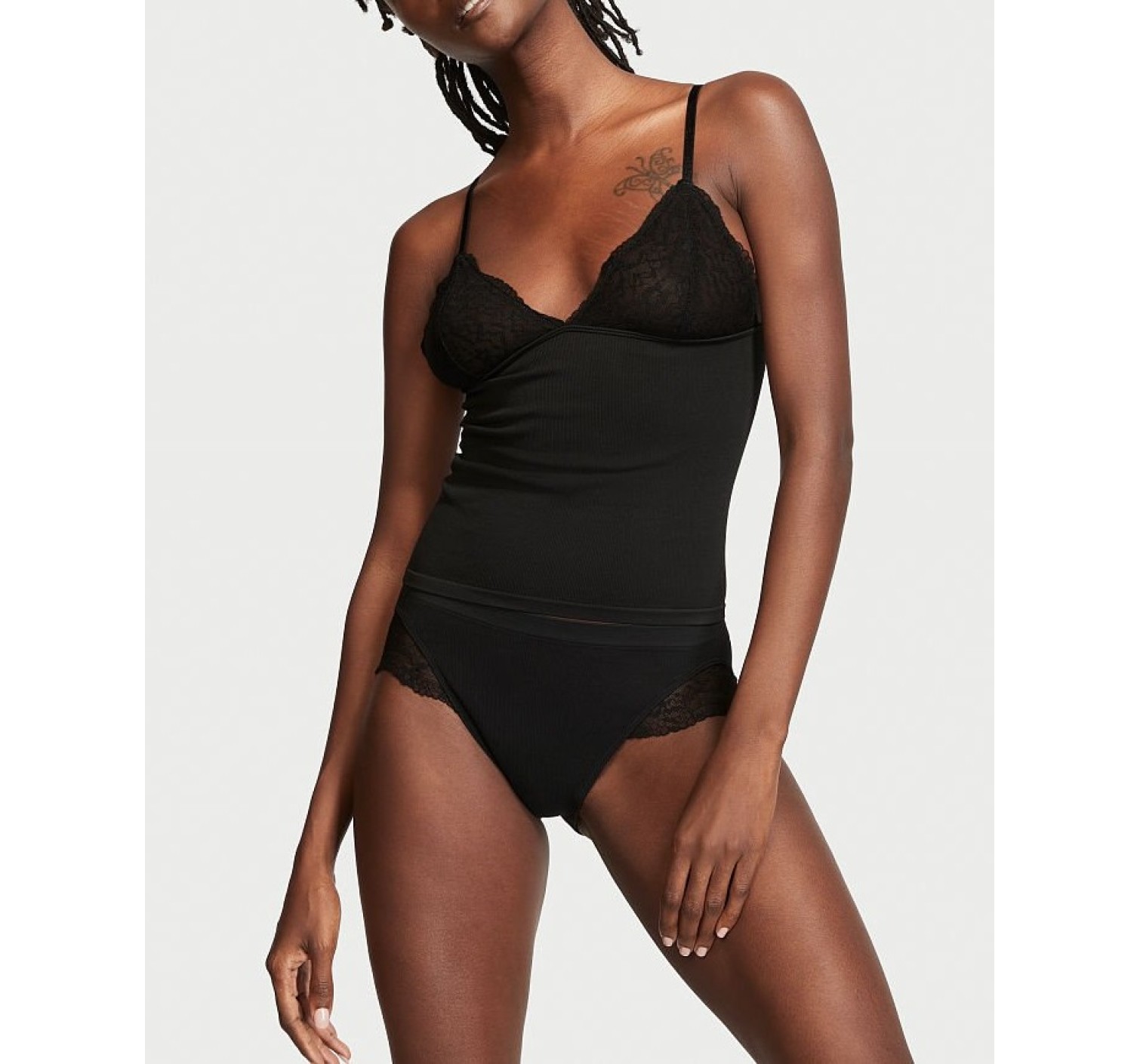 Безшовний комплект Victoria's Secret із топом на бретелях No Show Black