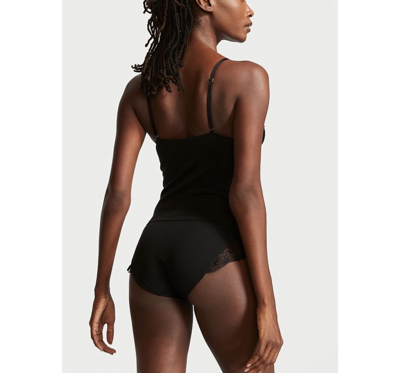 Безшовний комплект Victoria's Secret із топом на бретелях No Show Black