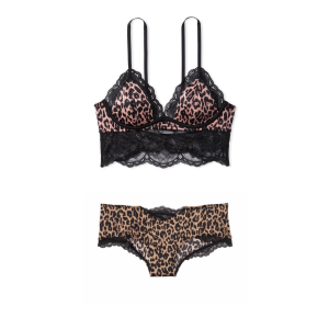 Комплект белья Luxe Lingerie Leopard Unlined Lace Bralette & Cheeky panty