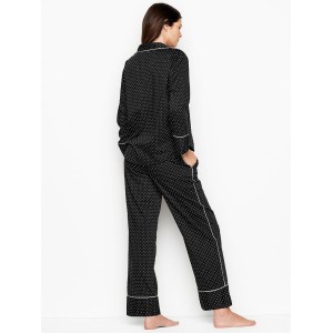 Піжама Cotton Long PJ Set black pin dot
