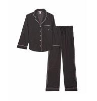  Пижама Cotton Long PJ Set black pin dot