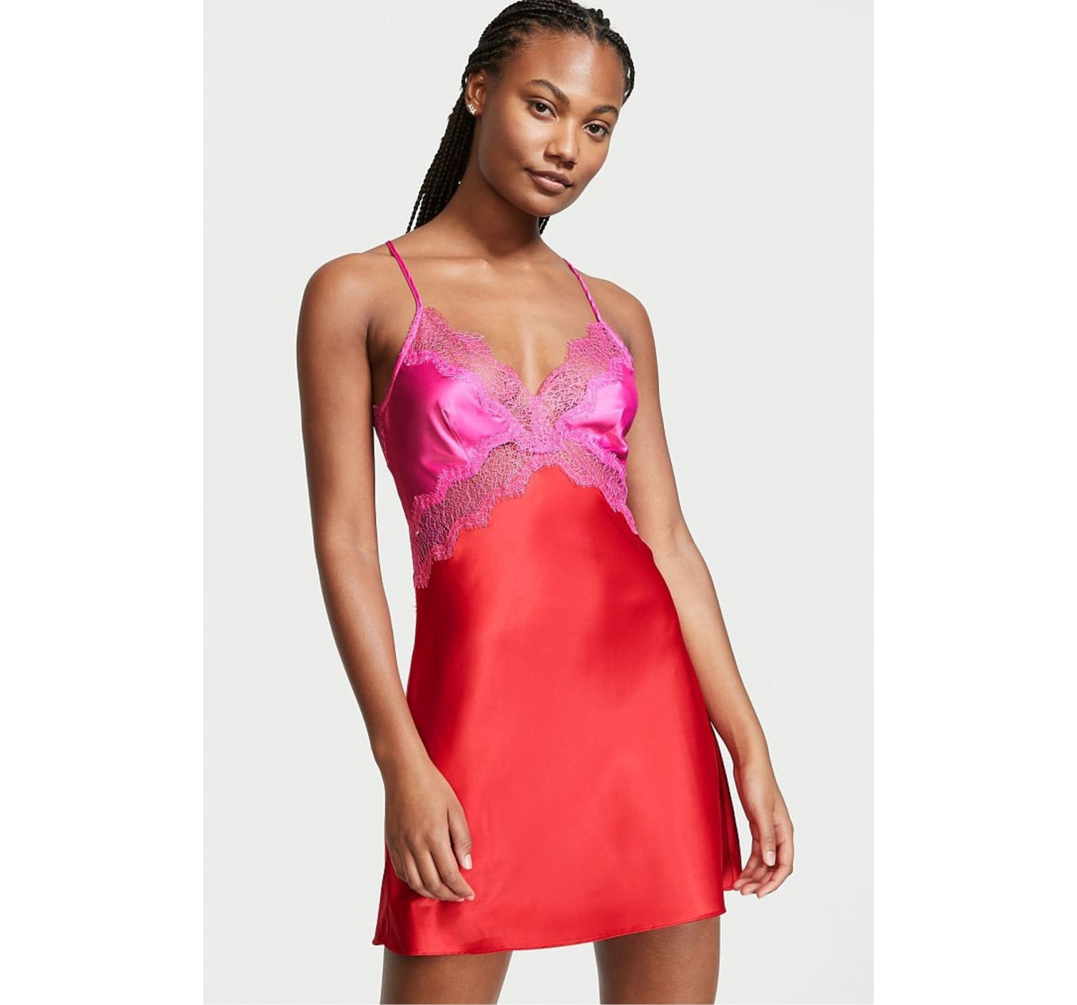 Пеньюар Very Sexy Lace Slip dress Colorblock Lace Inset Slip