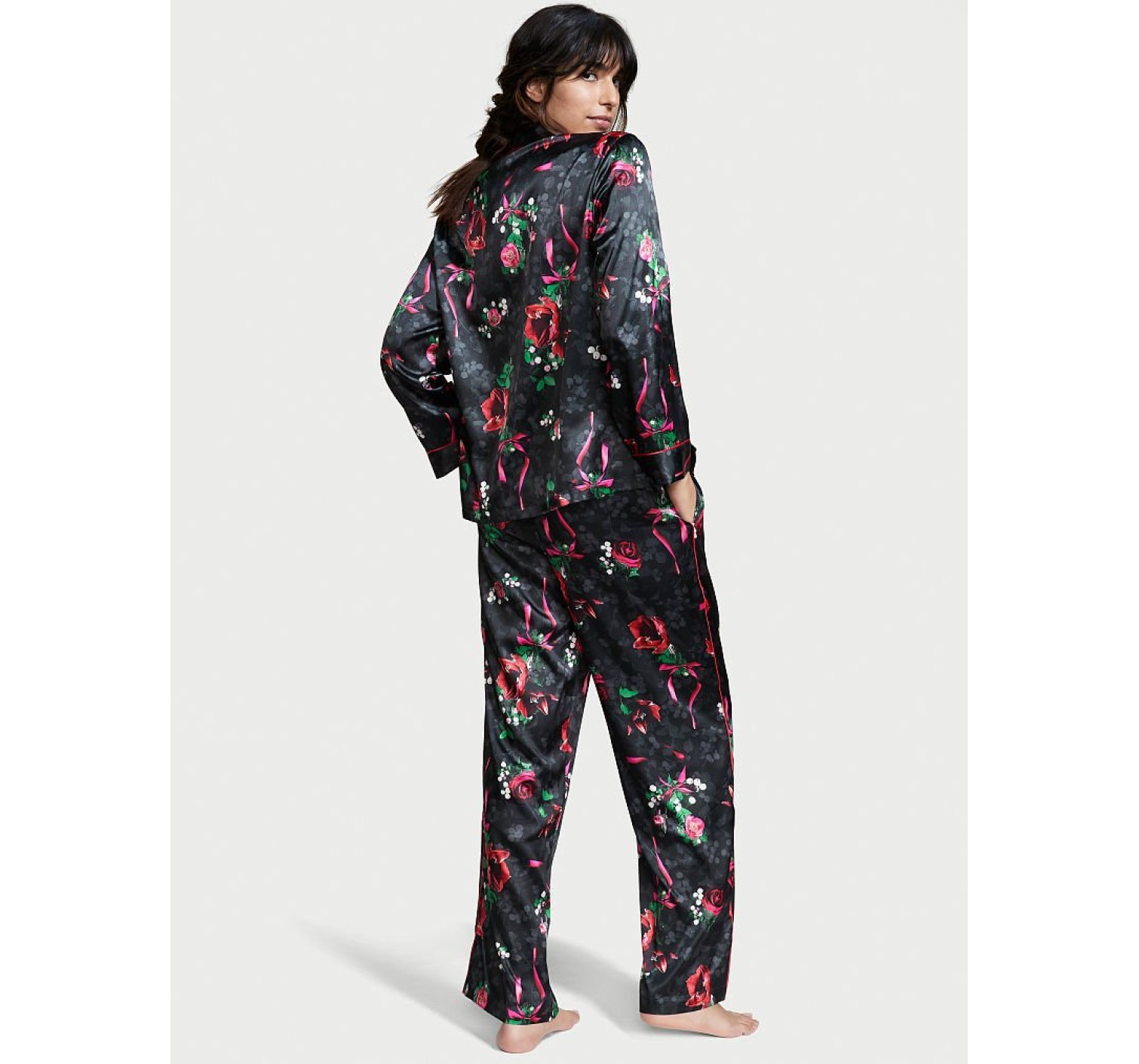 Пижама Satin Long PJ Set Floral print Victoria’s Secret