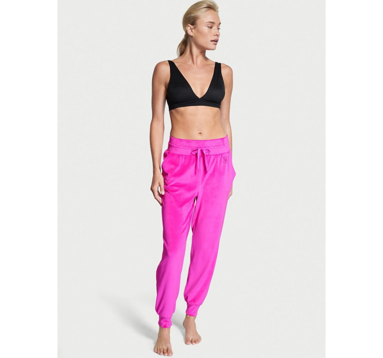 Велюровый спортивный костюм Victoria’s Secret logo VS Neon Pink