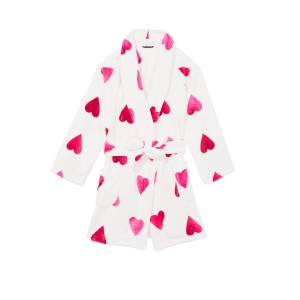 Халат White Short Cozy Robe With Red Hearts❤️