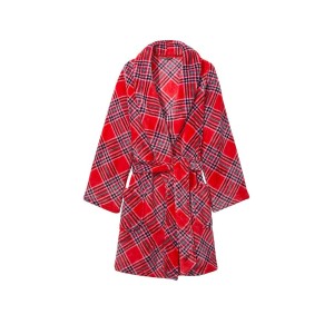 Халат Victoria's Secret Logo Short Cozy Robe Red plaid