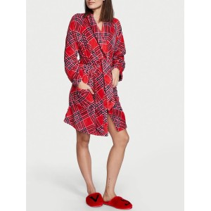 Халат Victoria's Secret Logo Short Cozy Robe Red plaid