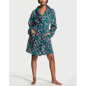 Халат Victoria's Secret Logo Short Cozy Robe Green plaid