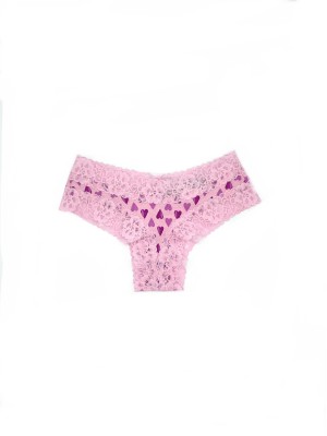 Трусики Victoria’s Secret Cheeky cotton,чики с кружевом Pink Hearts