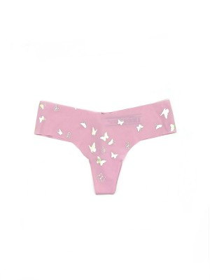 Трусики Victoria's Secret No Show Pink Butterfly Thong Panty