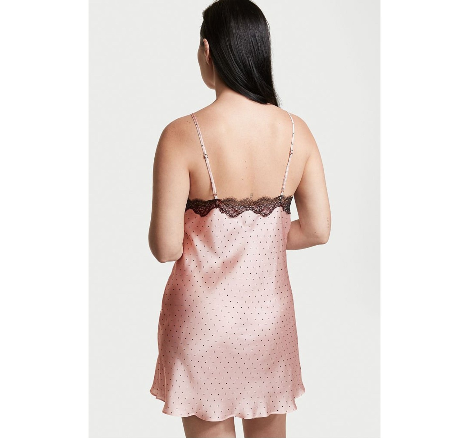 Пеньюар Victoria's Secret Satin Slip Dress Pink Black dot