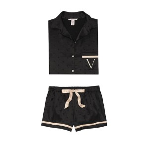 Піжама Victoria's Secret The Satin Black PJ Set