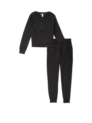 Піжама Thermal Long PJ Set Black Glow Waffle