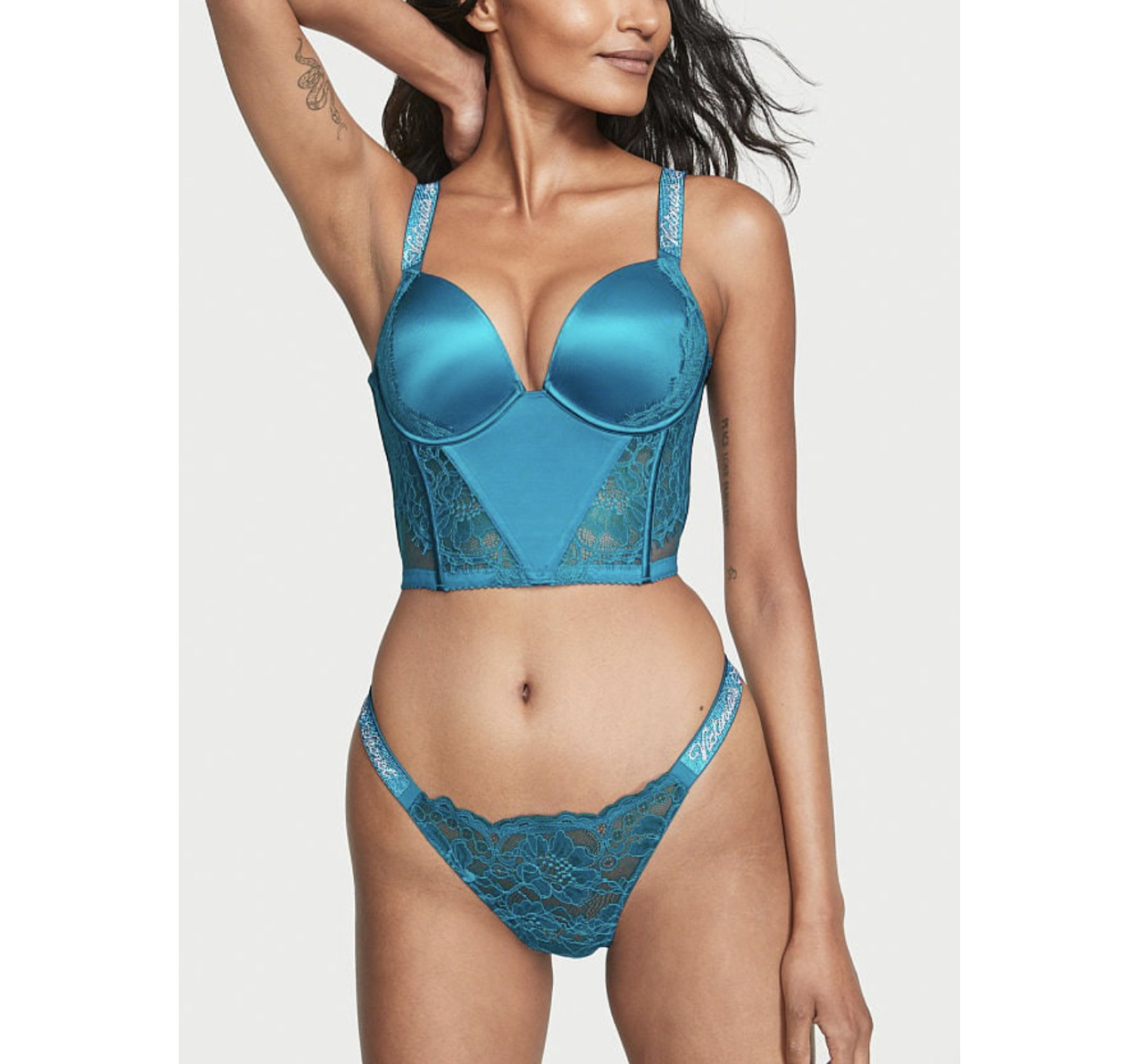 Комплект белья Very Sexy Shine Strap Lace Push-Up Corset Top Bra set Evening Tide