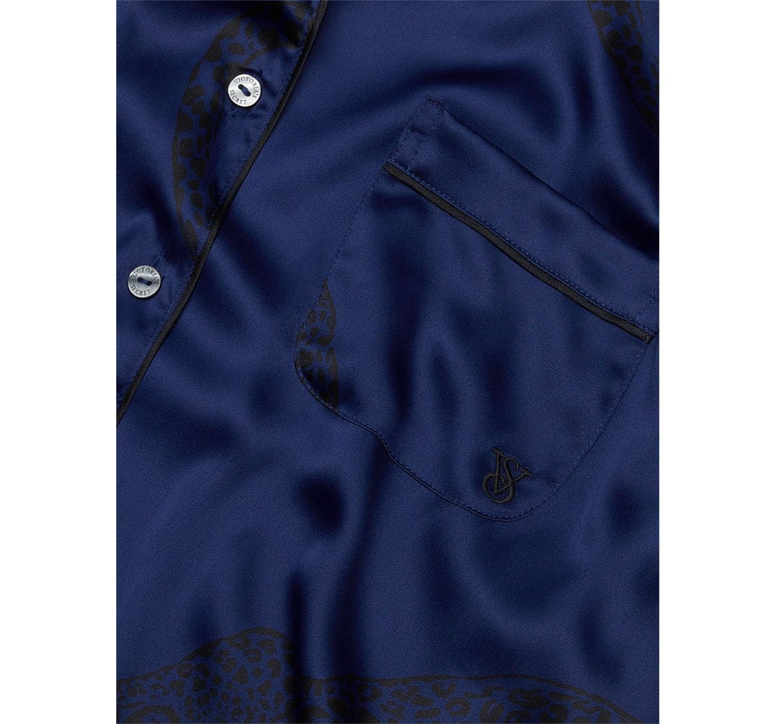Піжама Victoria Secret The Satin Long PJ Set Blue Leopard print